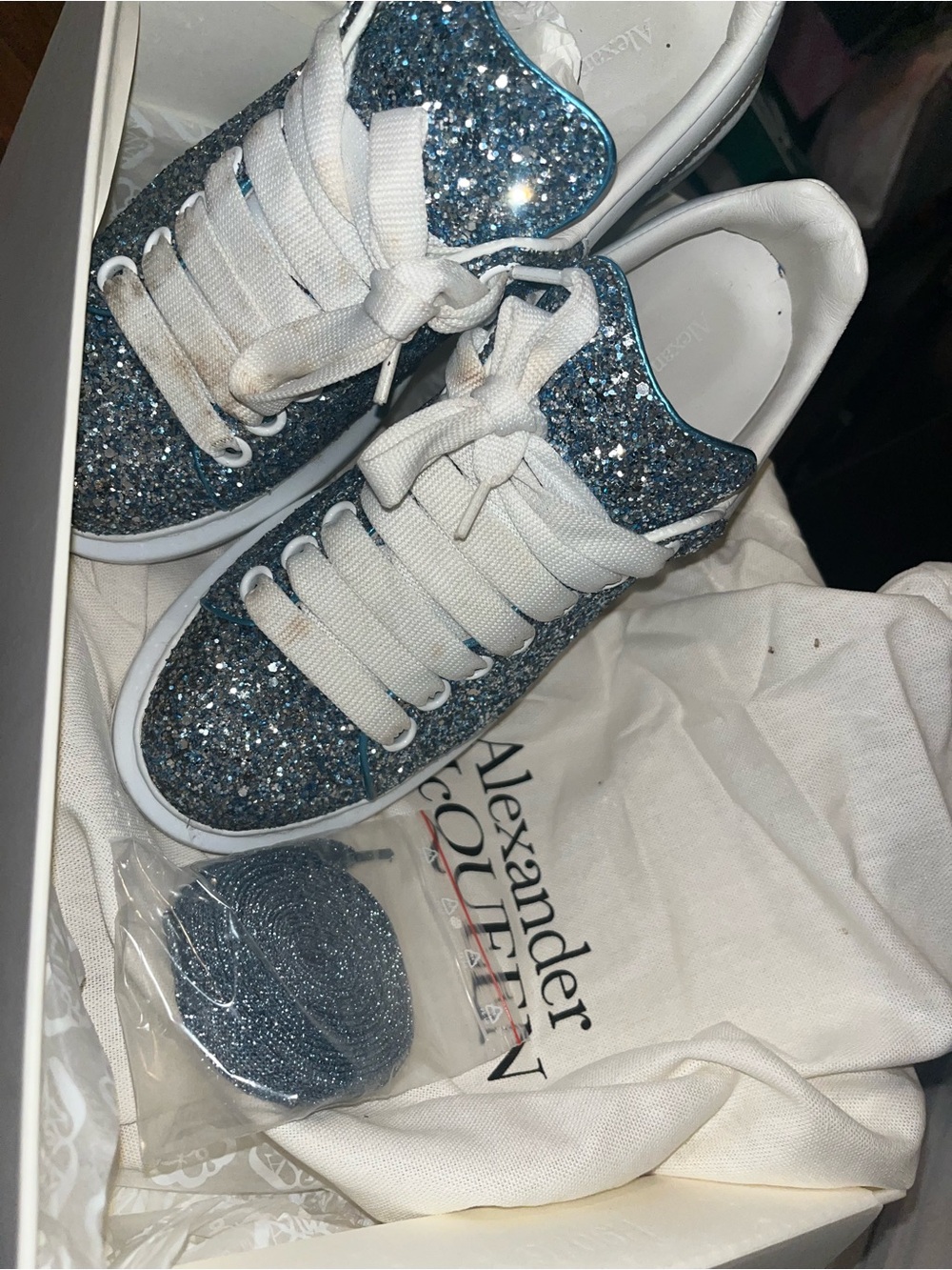 Alexander McQueen White Shoe Box with Red Accent Graphics